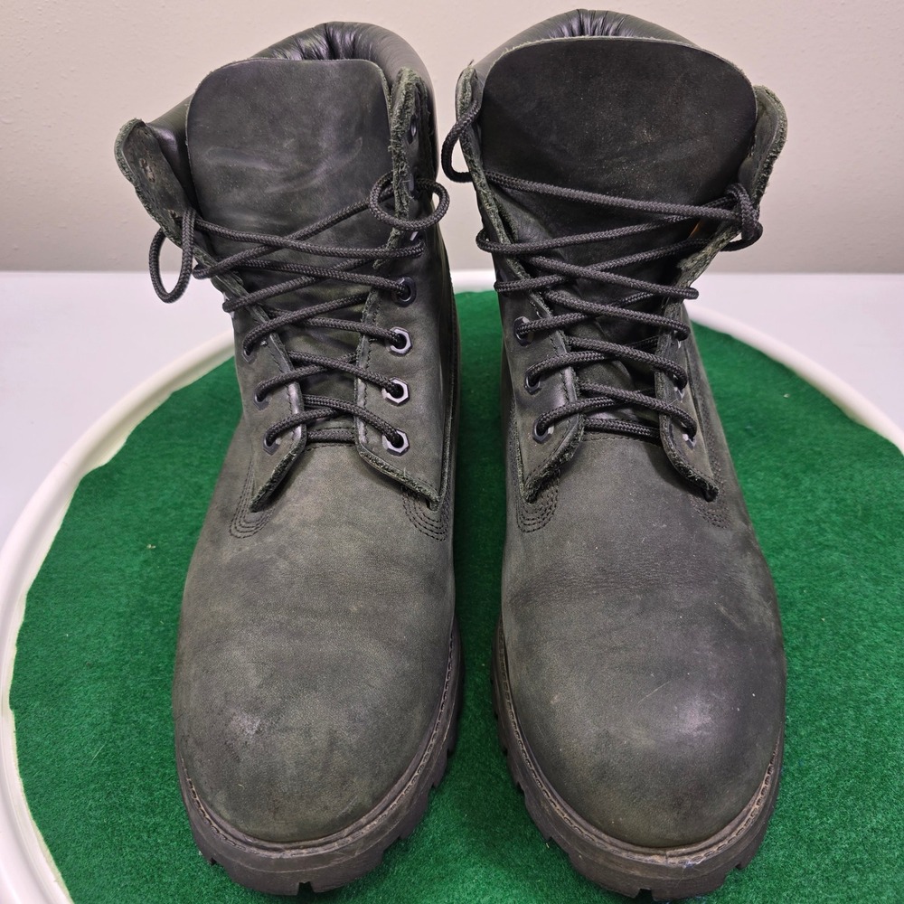 Timberland 6 Inch Premium Waterproof Boots Mens 11.5 Dark Green Nubuck Leather